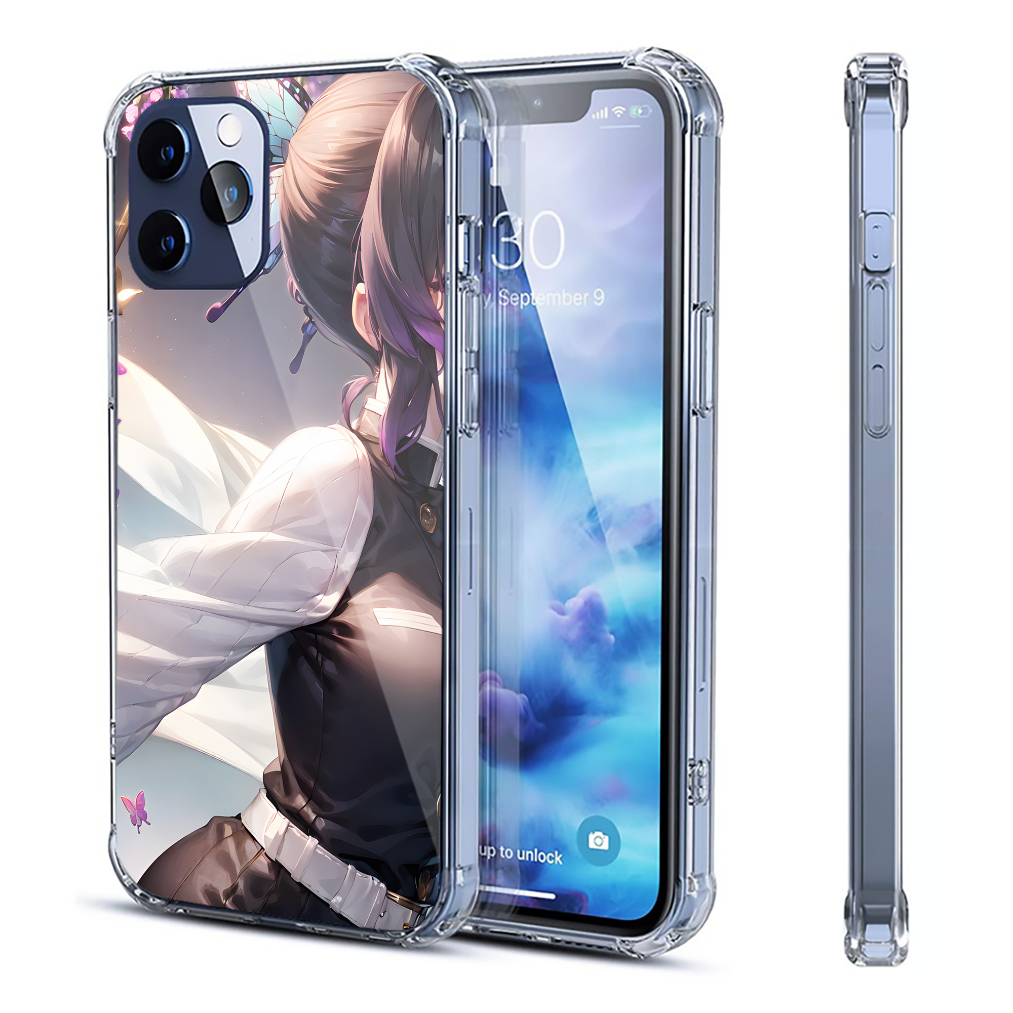 （画像用） 鬼滅の刃（きめつのやいば）蟲柱-胡蝶 しのぶ／こちょう しのぶ Kochou Shinobu 【iPhone 12シリーズ対応】透明スマホケース（クリアソフトケース）